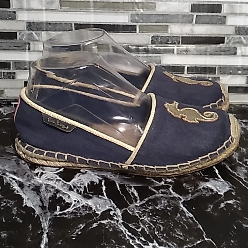 Lilly Pulitzer 6 espadrille canvas beachcomber nautical sea horse SIRENS - Picture 6 of 8